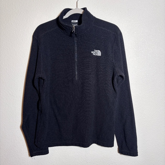The North Face Mens Fleece Textured Cap Rock 1/4 Zip Navy Blue Mid-Layer SIZE M - Picture 2 of 13